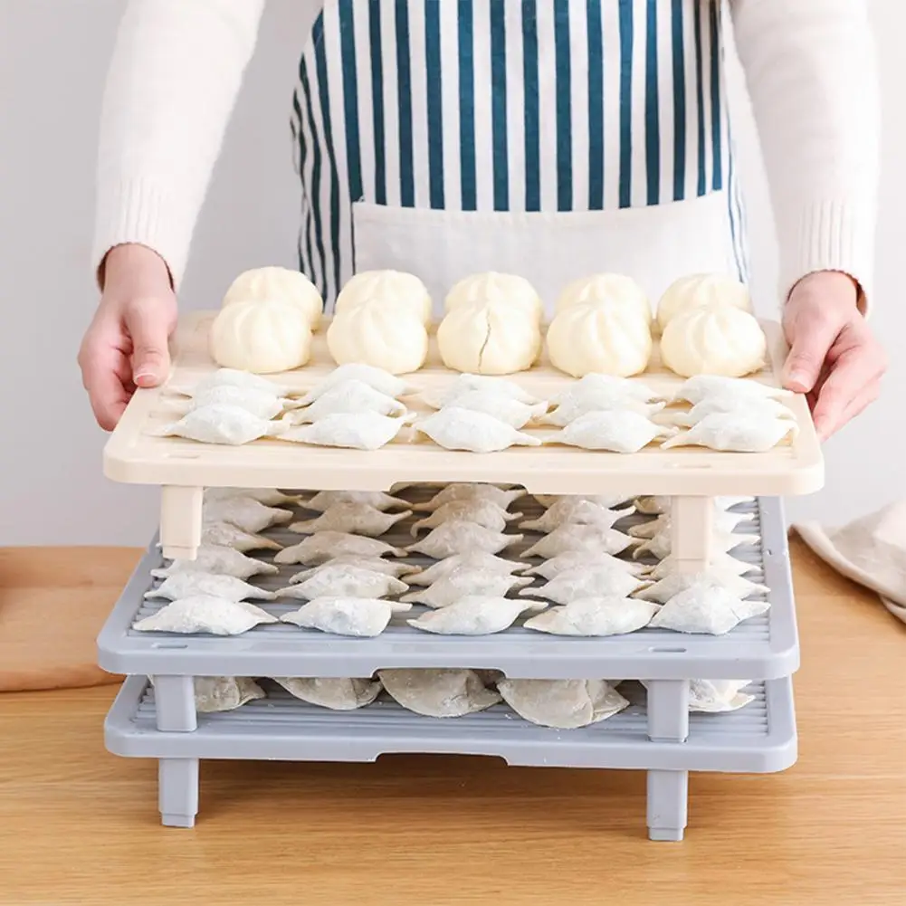 

Dumplings Rack Stackable Foldable PP Single Layer Food Storage Tray for Keep Fresh