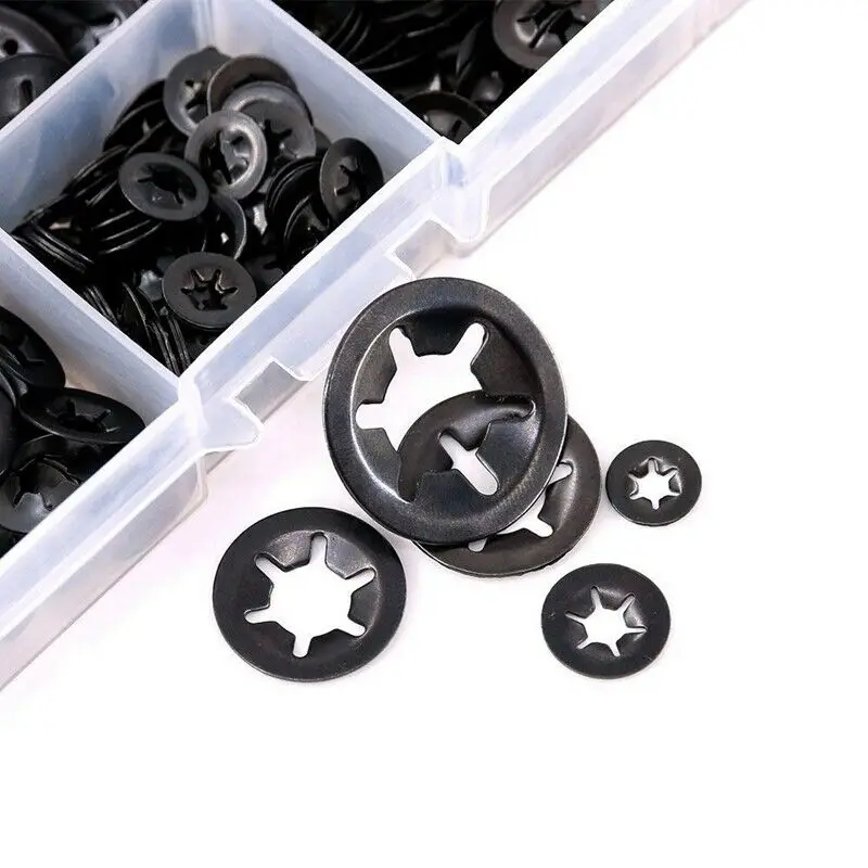 

Black Washer Metal Manganese Steel 340pcs Set Internal Tooth Star Spacer