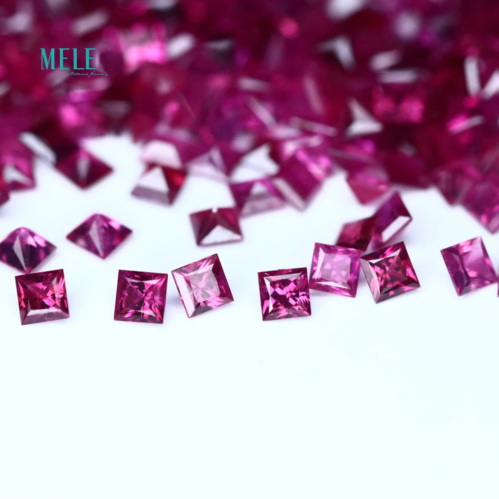 Натуральный рубин 3 мм квадратной формы огранка принцесса голый камень