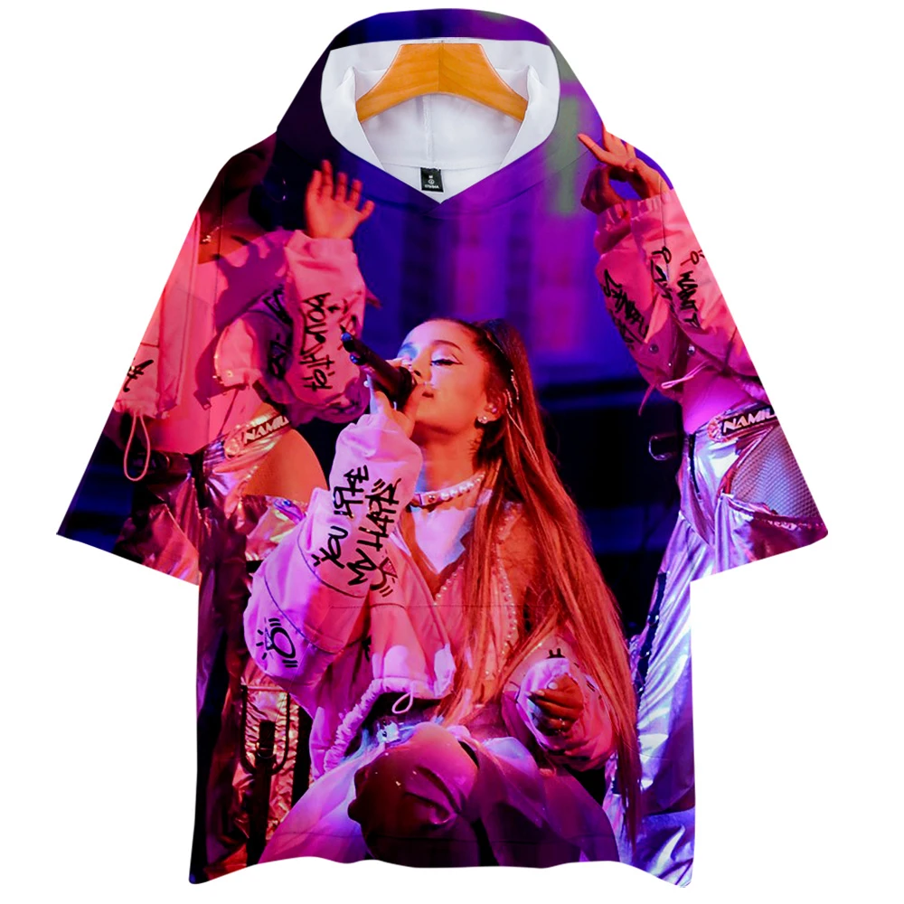 Женская толстовка с коротким рукавом Ариана Гранде модная дышащая 3D футболка Kpop