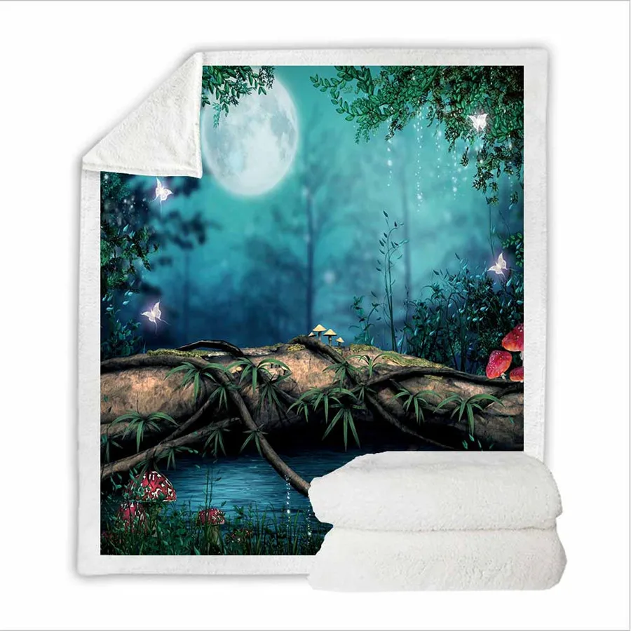 Одеяло из шерпы HELENGILI Forest Dreamland женское цветочное покрывало бархатное плюшевое