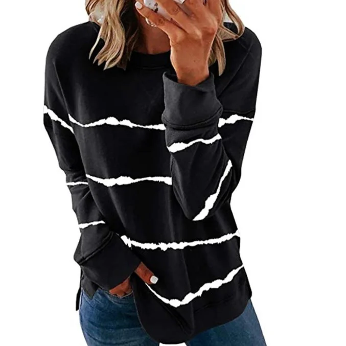 

2021 New Autumn Tops 5XL Large Size Women Tie Dye Stripe T Shirt Casual Long Sleeve Oversized Loose Tee Shirt Fashion Ladies Top