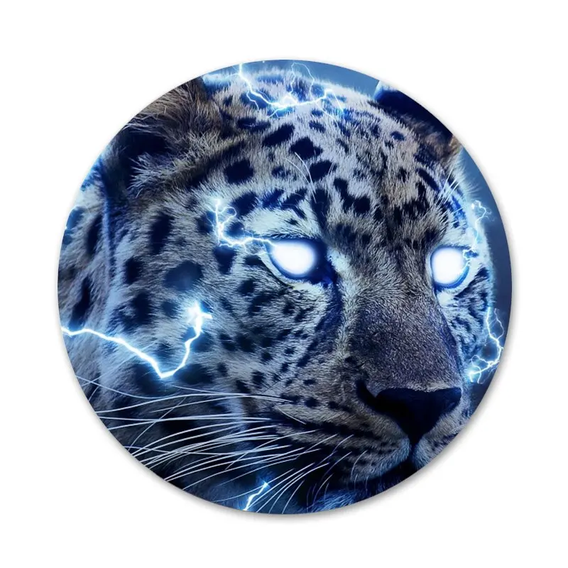 58 мм Красочные лев тигр леопард значок с волком брошь заколка аксессуары для