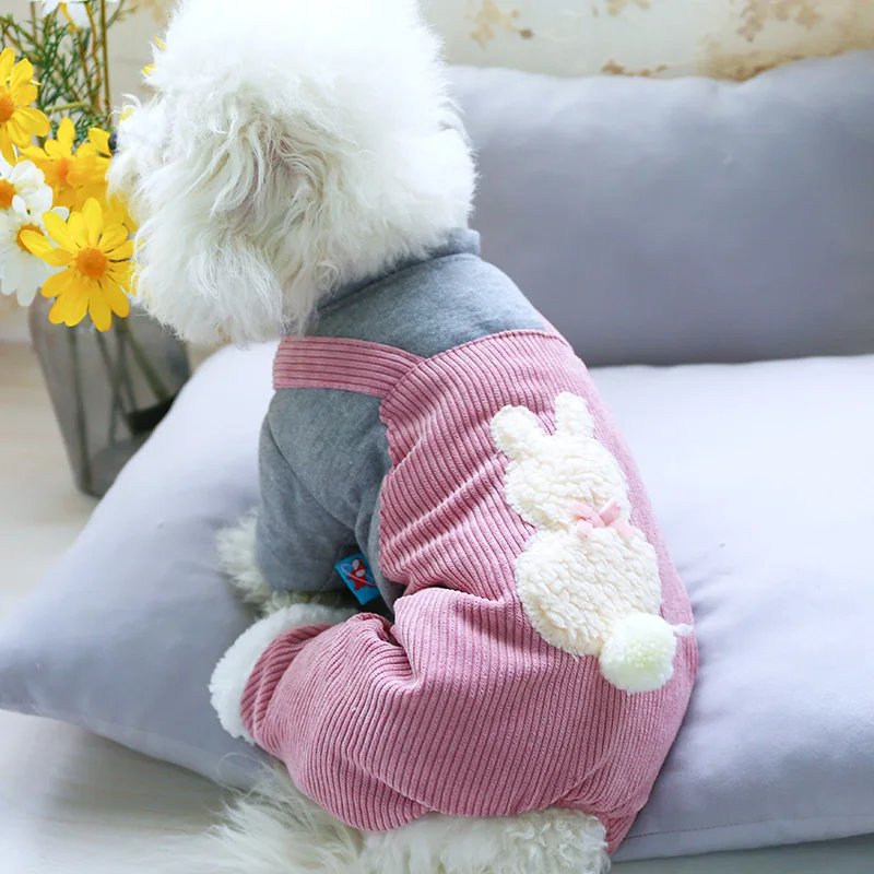 

Puppy Dog Clothes Cute Little White Rabbit Warm Overalls Jacket Fit Small Dog Cat Winter Pet Costume Clothes Dog Coat