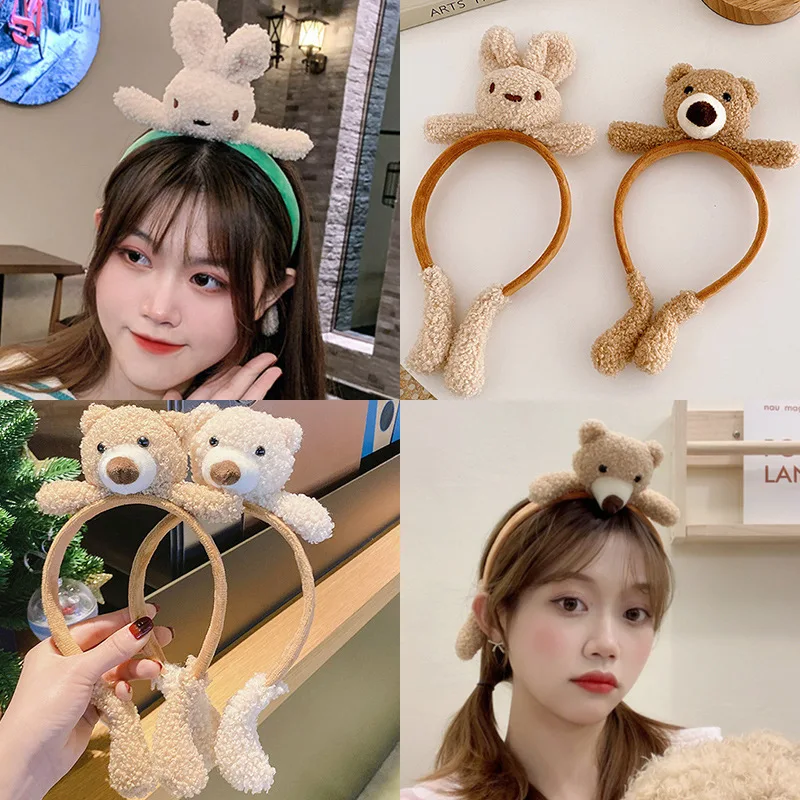 

1PC Women Cute Doll Bunny Bear Hairband Headband for Women Fashion Cartoon Plush Hairband Hair Hoop Hair Accessories