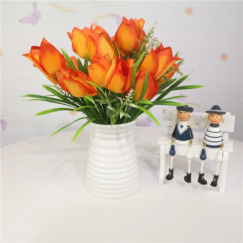 Имитация тюльпана 7 вилок маленькая улыбка букет поддельных цветов домашнее