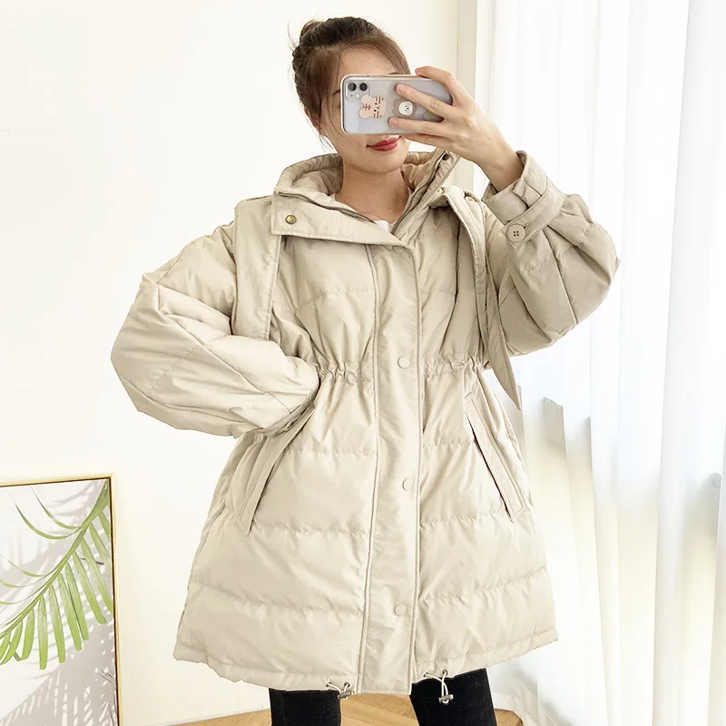 Anti - Jidong down jacket women long 2020 new Korean version of loose waist white eiderdown thickened winter coat