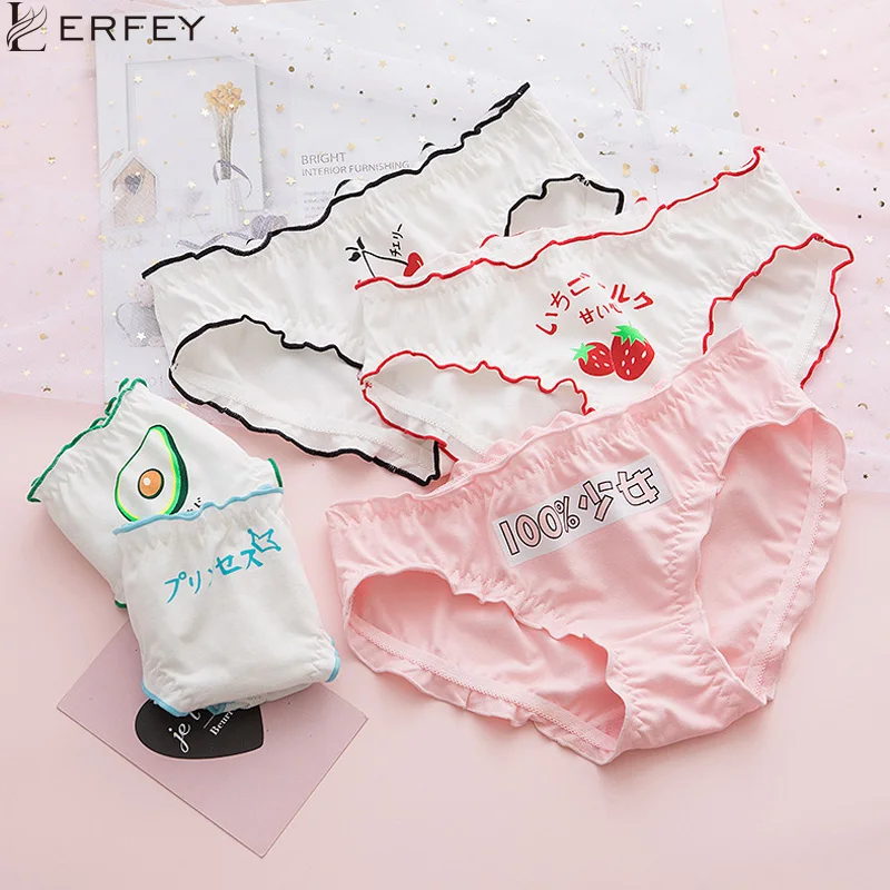 LERFEY женские трусики с принтом клубники японский Kawaii нижнее бельё для девочек