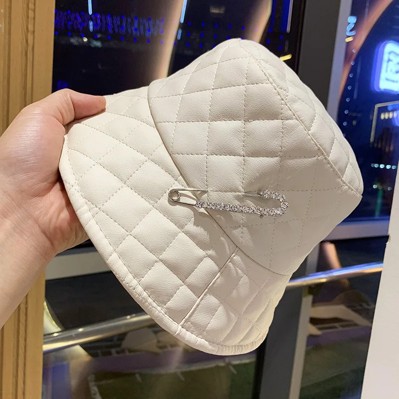 Панама с принтом в клетку для женщин теплая Повседневная шляпа из искусственной