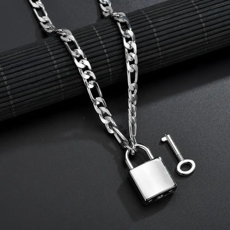 Любовник замок ключ кулон ожерелье титана стали цепь пара ювелирные изделия|Ожерелья с подвеской| |