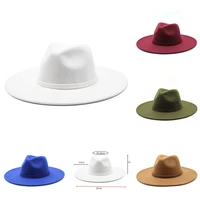 spring 9 5cm wide brim simple color fedora hats for women men ladies vintage fascinator panama felt jazz hat wholesale