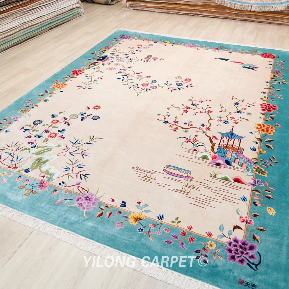 YILONG 8'x10' Vintage Art Deco Hand Knotted Oriental Chinese Silk Rugs | Дом и сад