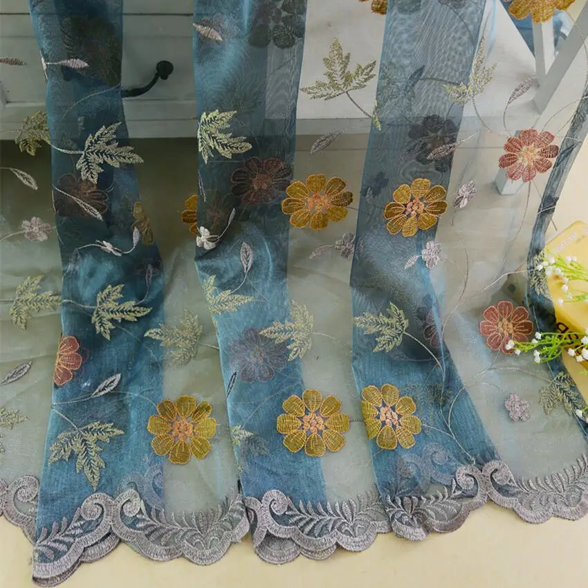 Роскошные прозрачные Занавески в деревенском стиле с листьями для гостиной