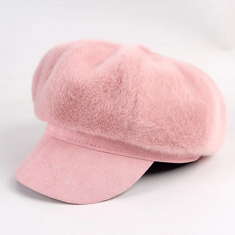 Женская Осенняя шапка 2021 теплые фонарики кепки газетчика берет с нажимом из