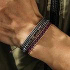 Мужские браслеты на запястье 3 шт.компл. натуральные погодоустойчивые агатные бусины Тибетский буддизм ручной работы веревочный браслет Прямая поставка