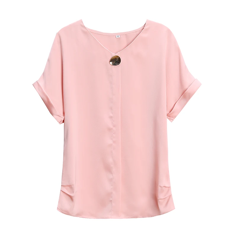 

Summer Short Sleeve Chiffon Blouse Women Shirts Vogue Korean V-neck Office Work Women Blouses Plus Size Women Tops Blusas Mujer