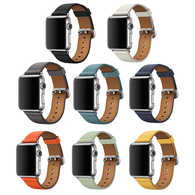 Samrt Watch Band for Apple Watch Band Series 6 SE 5 4 3 2 1 Leather Strap 44mm 38mm 42mm 40mm