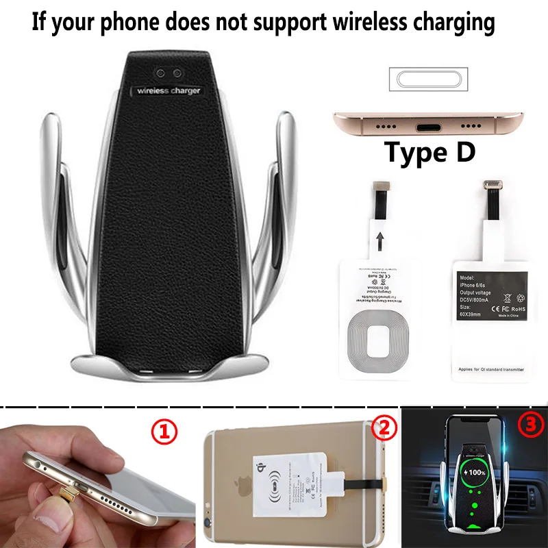 for iPhone Автоматическое зажимное быстрое зарядное устройство для телефона, автомобильное крепление для iPhone XR huawei samsung Smart Phone 10 Вт, беспроводное автомобильное зарядное устройство - Цвет: for iPhone