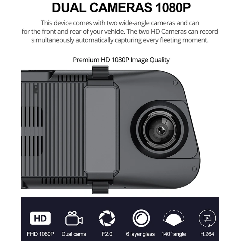 

Novel-4G 10 Inch Android 8.1 Dash Cam GPS Navigation RAM WiFi Car DVR Camera FHD 1080P Video Recorder ADAS 24H Parking Monitor