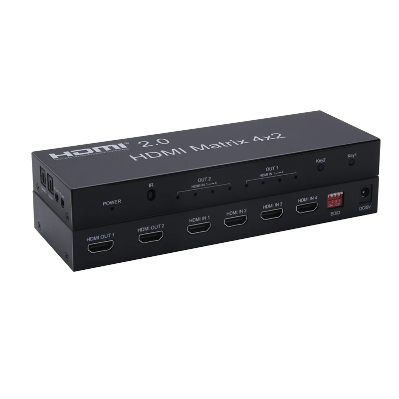 4K HDMI-совместимая матрица 2,0, 4x2 60 Гц, HD EDID, переключатель, сплиттер, матрица, поддержка двойного аудиовыхода, оптический и стерео (art.: 3a35c840d02) - 3a35c840d02