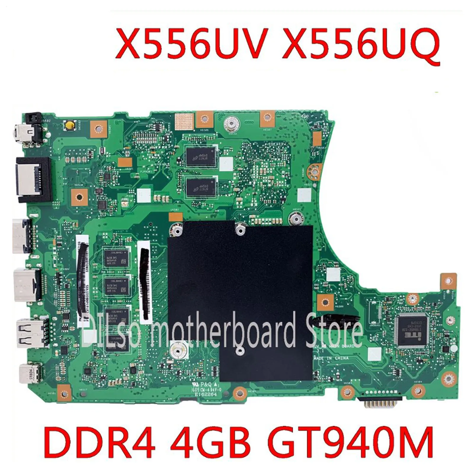 

KEFU X556UJ X556UV Motherboard For ASUS X556U X556UV X556UF X556UR Laptop Motherboard 4GB RAM I7-6500U CPU GT940M-2G Test