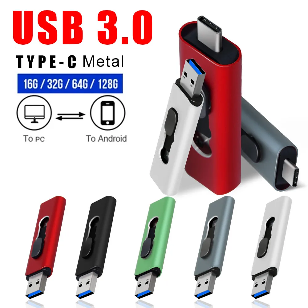 

Real capacity USB Flash Drive 2 IN 1 USB3.0 & Type C OTG Pen Drive 32GB 64GB 128GB 256GB 512GB High Speed USB3.0 Stick Pendrives