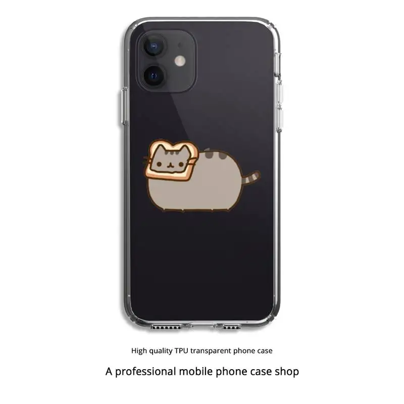 

Pusheen Cute Cartoon Cat Phone Case Clear Cover For Iphone 5 6 7 8 11 12 plus XR X XS SE2020 11/12PRO Max Transparent Cases