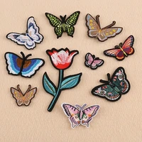 50pcslot large embroidery patches flower butterfly clothing decoration accessories diy iron heat transfer applique