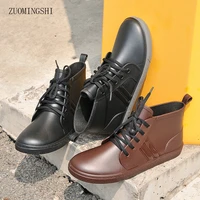 black rubber boots men rain boots black lace gumboots fishing boots fashion bot