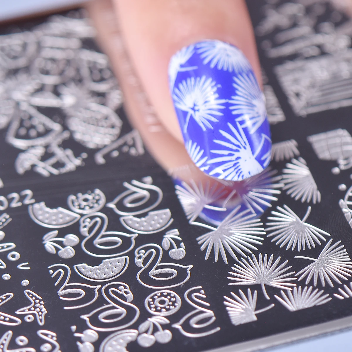 Пластины для стемпинга ногтей из нержавеющей стали в летнем фэнтезийном стиле с