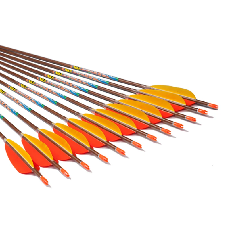 12 шт. Linkboy стрельба из лука деревянные карбоновые стрелы позвоночник 600 700 800 30