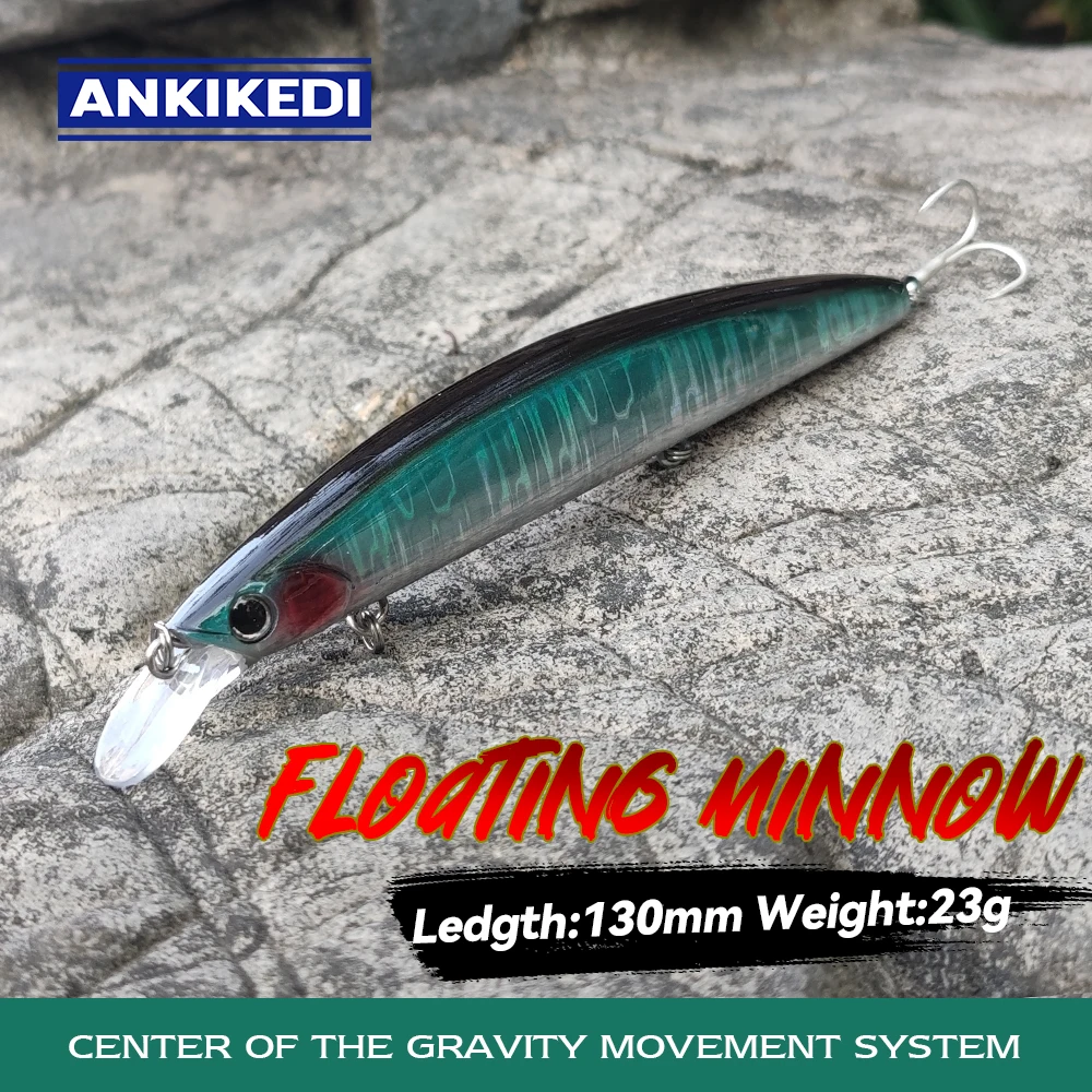 

ANKIKEDI 130F Ultra largo Lanzamiento de cebo de Minnow duro de 130mm 23g TWINKLE DW111 platija de lubina de mar de agua salada