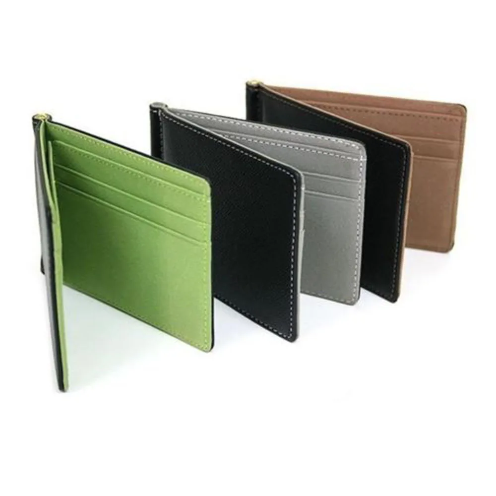 Magic Wallet Money Clip Card ID Slim Light Flip Leather Purse Clamp Money Case With Elastic Band Bifold Business Leather Wallet