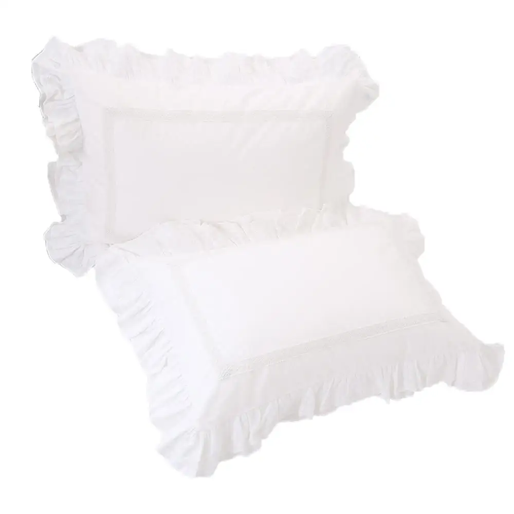 Корейская наволочка принцессы из чистого хлопка с вышивкой и оборками Белая