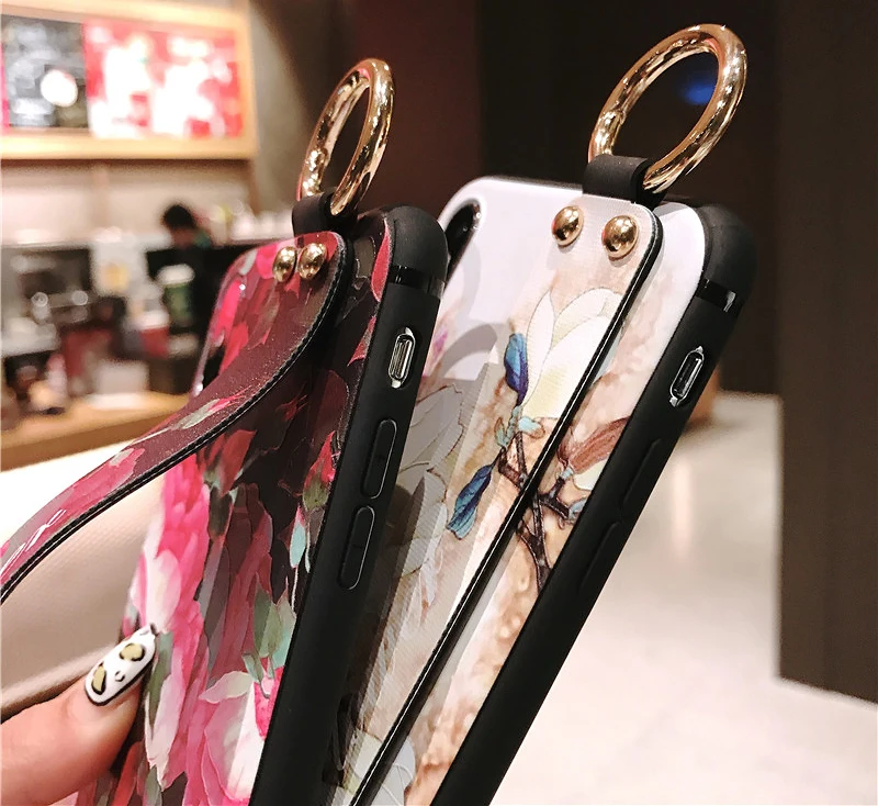 SoCouple для Samsung Galaxy S8 S9 S10 плюс S10e Note 9 8 A70 A60 A40 A50 A30 A10 A750 цветок ТПУ чехол для телефона с ремешком держатель чехол