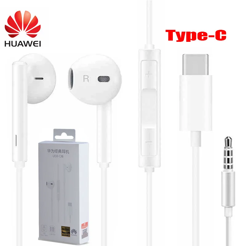 HUAWEI Earphone CM33 USB Type-C/AM116 3.5MM In Ear wired mic Volume Control Headset for huawei Mate 10 Pro P20 Por P30 | Электроника