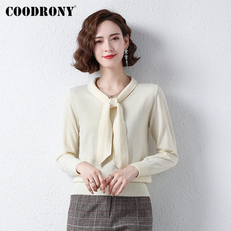 

COODRONY Brand 2021 Elegant Casual Fashion Women's Slim Pullovers Autumn Winter Knitted Female Office Solid Color Sweaters W1433