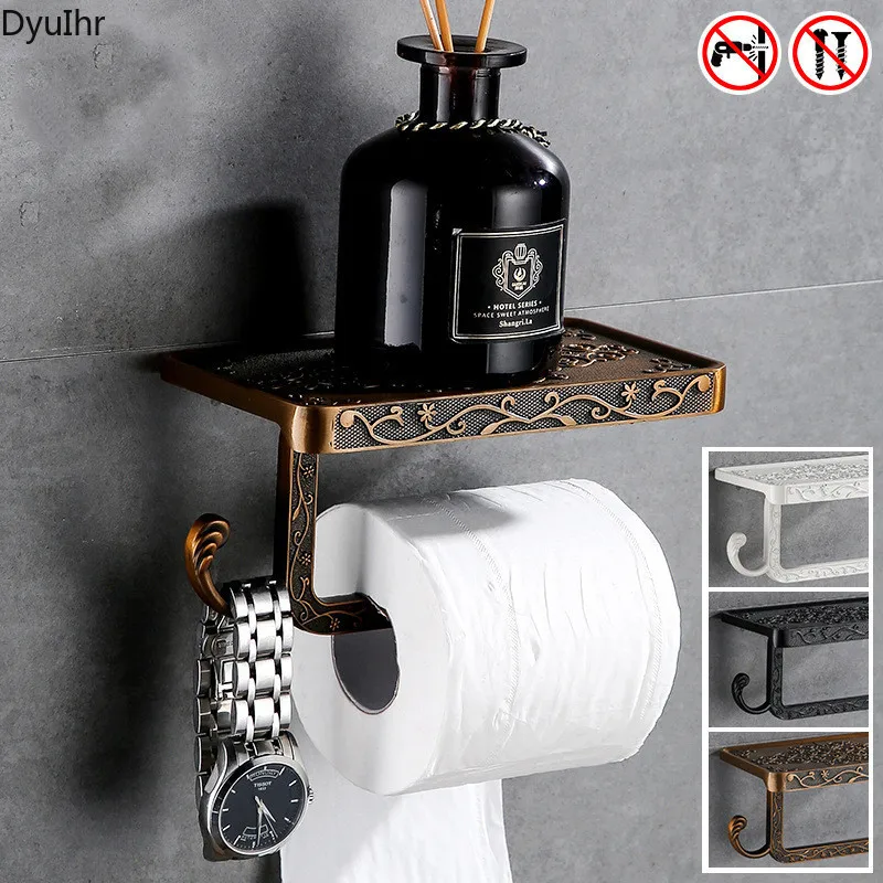 

Bathroom space aluminum cell phone roll paper holder rack European antique carved cell phone toilet tissue holder DyuIhr