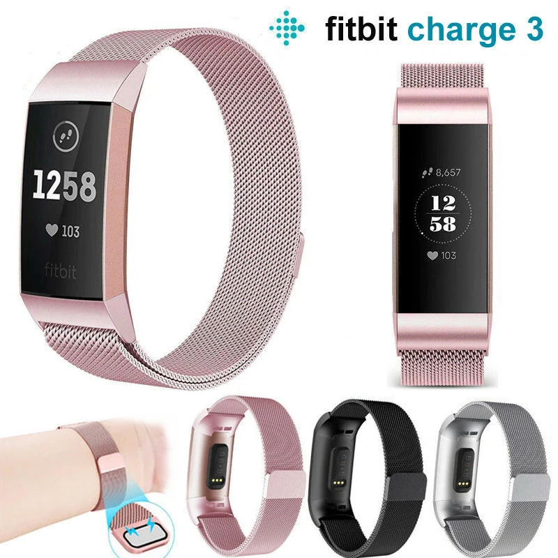 

BEESCLOVER For Fitbit Charge 3 Stainless Steel Magnet Watch band For Fitbit Charge 3 Strap Replacement Milanese Band r25