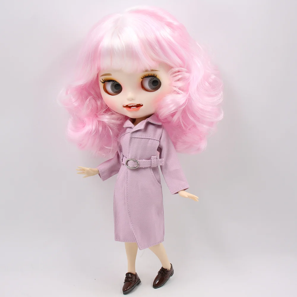 

ICY DBS Blyth Doll No. BL136/1017 Pink mix White hair Carved lips Canine teeth Matte face Joint body 1/6 bjd