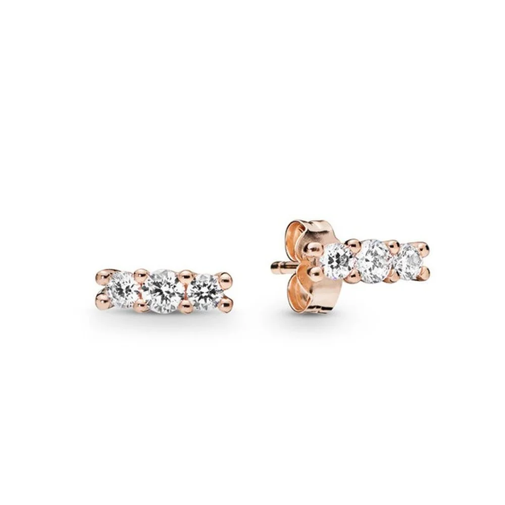 

100% 925 Sterling Silver New 280725CZ Rose Sparkling Elegance Earring Studs Women's Fine Jewelry Free Shipping