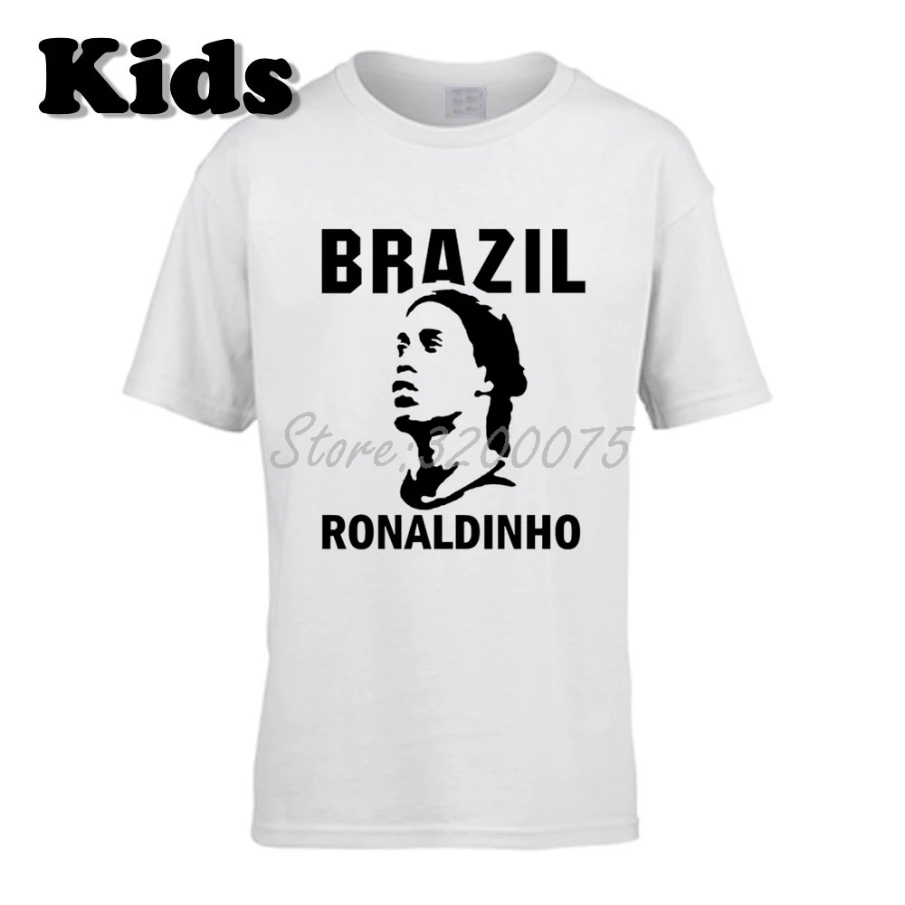 16 Детская футболка Ronaldo De Assis Moreira Ronaldinho 10, Бразильская Легенда Футболка с круглым вырезом для мальчиков и девочек W19032911 - Цвет: 16