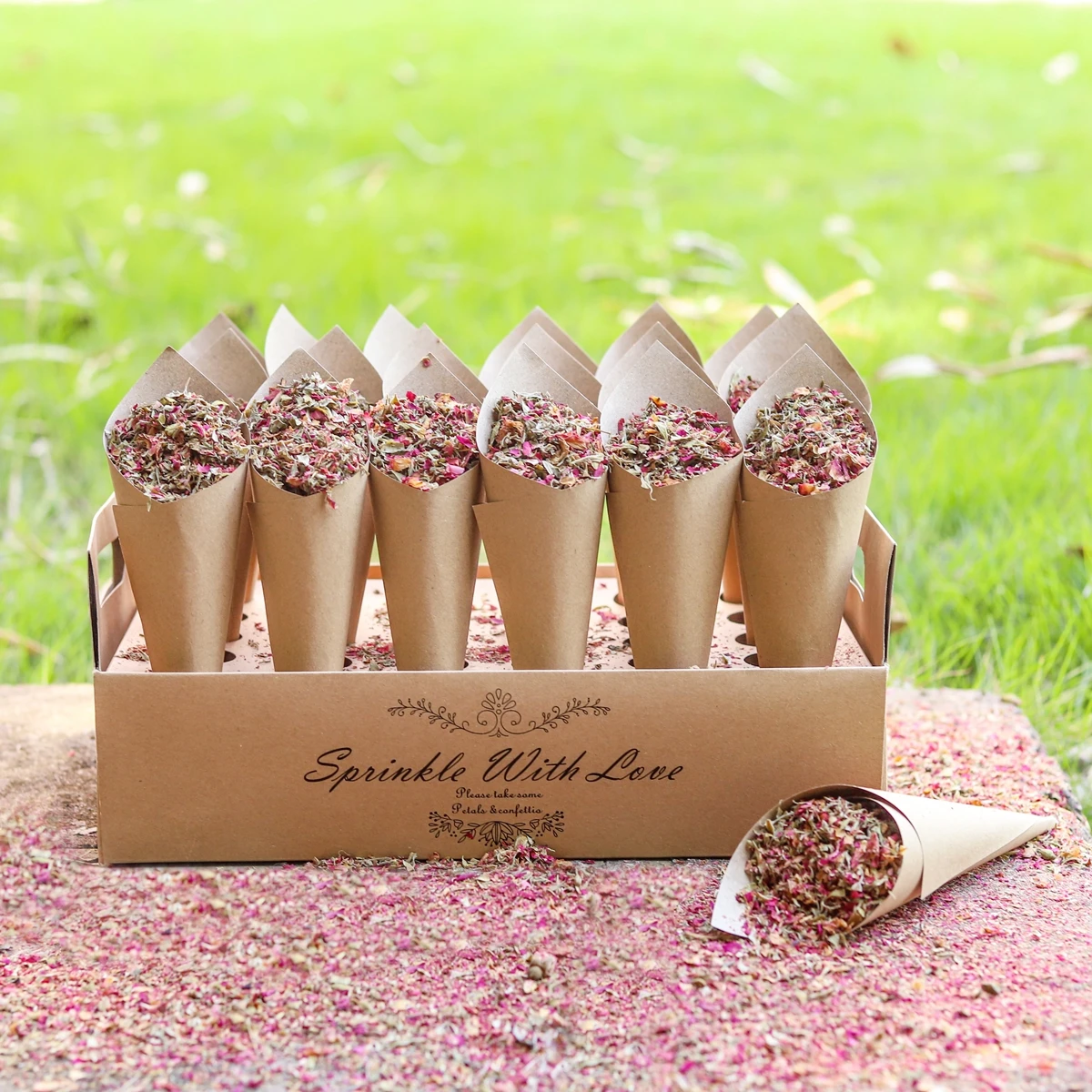 Свадебный держатель для свадебного украшения коробка из крафт-бумаги конфетти