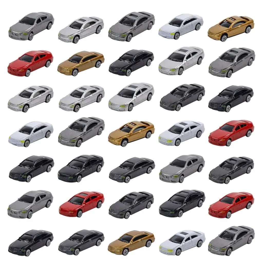 

50Pieces HO Scale Model Mini Car Toy 1:75 Architecture Model Train Scenery