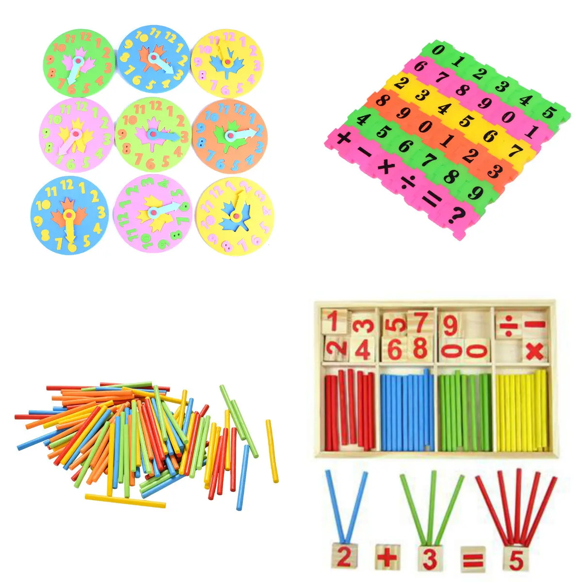 

Цветные бамбуковые Счетные палочки, игрушки с часами, пособия по математике, пособия по обучению по методике Монтессори, Счетный стержень д...