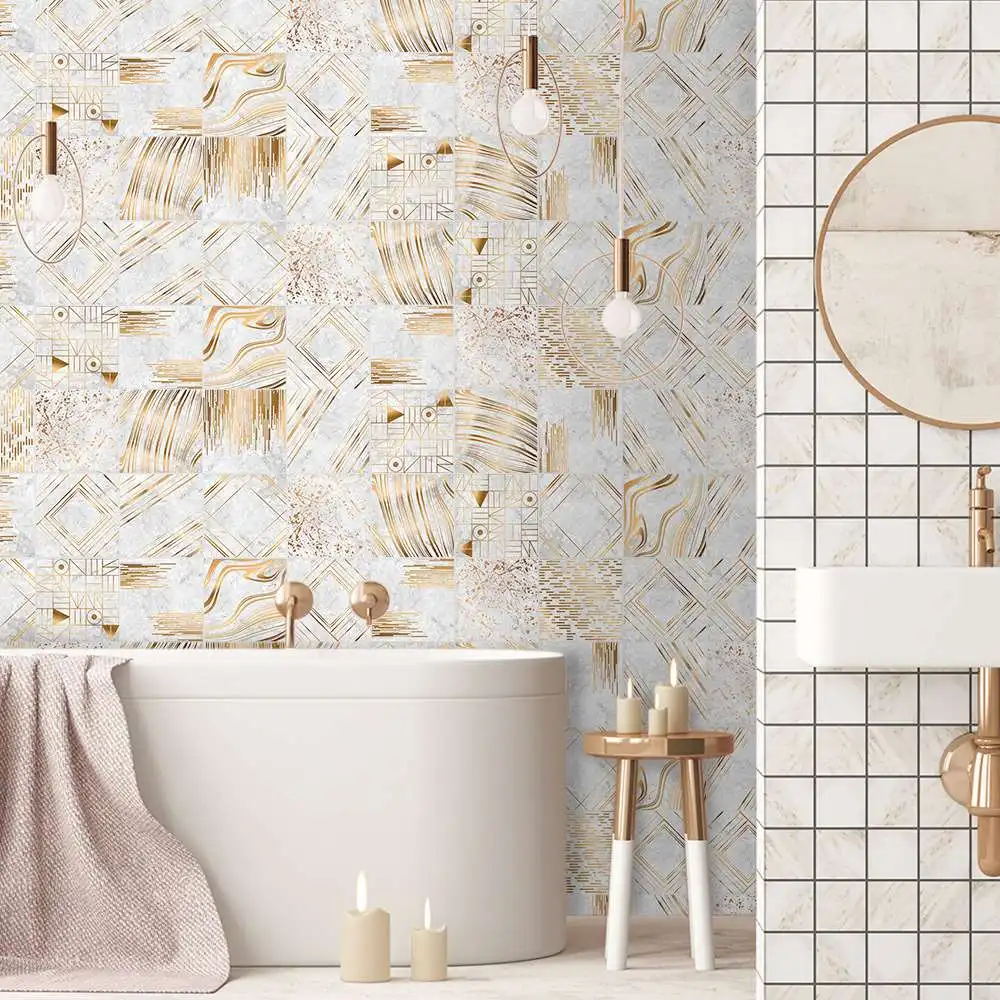 

10pcs Mosaic Tile Stickers For Living Room Kitchen Retro 3D Waterproof Mural Decal Bathroom Decor DIY Adhesive