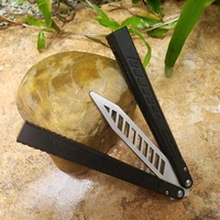 hot sale theone falcon butterfly trainer d2 blade 6061 aviation aluminum handle bushings free swinging knife edc