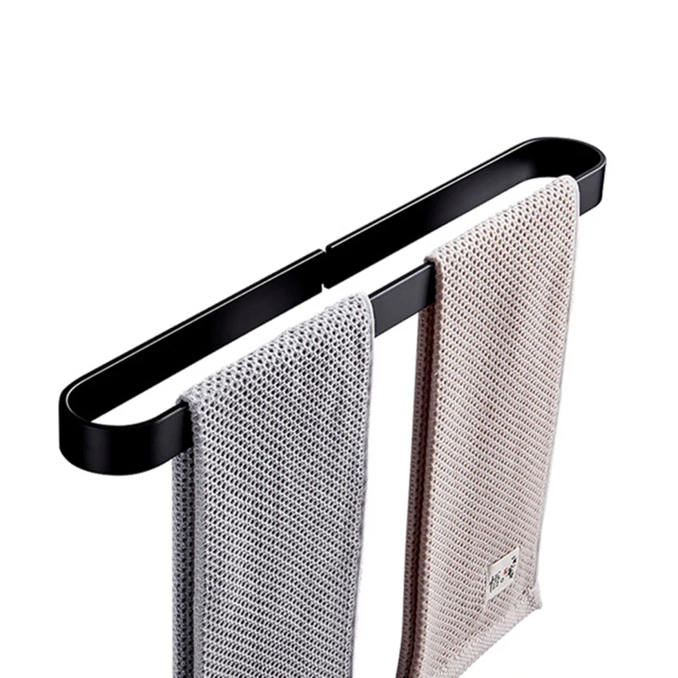 Настенный держатель для полотенец алюминиевый черный ванной и кухни |