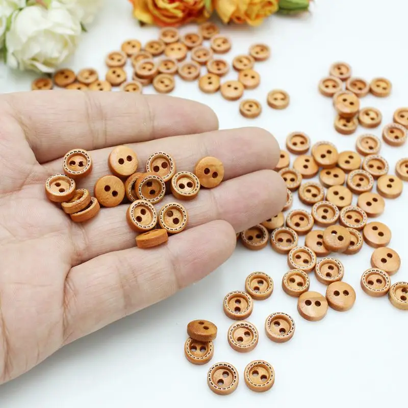 100pcs or 200pcs/lot mix 8 shapes mixed mini buttons for doll craft scrapbooking wood small 9mm -10mm diy crafts | Дом и сад