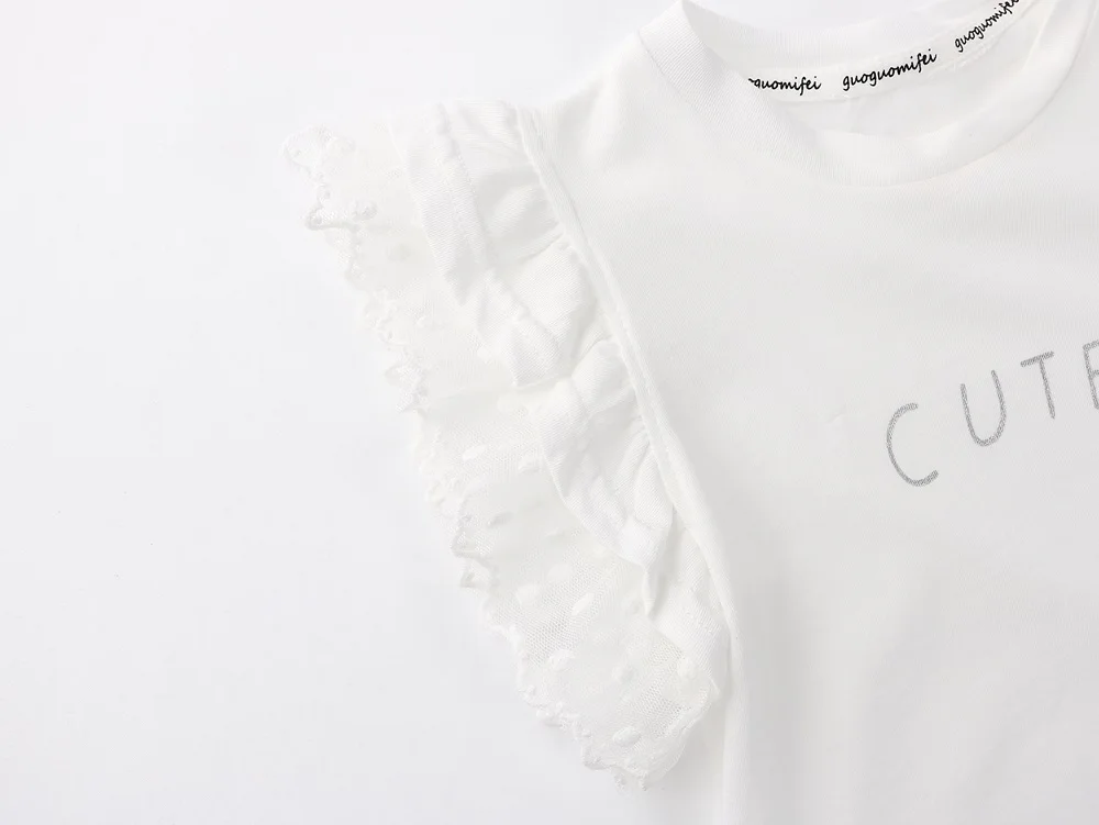 

Midoo Fairy 2021 Summer Girls Kids Children's Cotton Top Vest Tank Cute Letters Print Lace Sleeveless O-Neck Casual Clothes